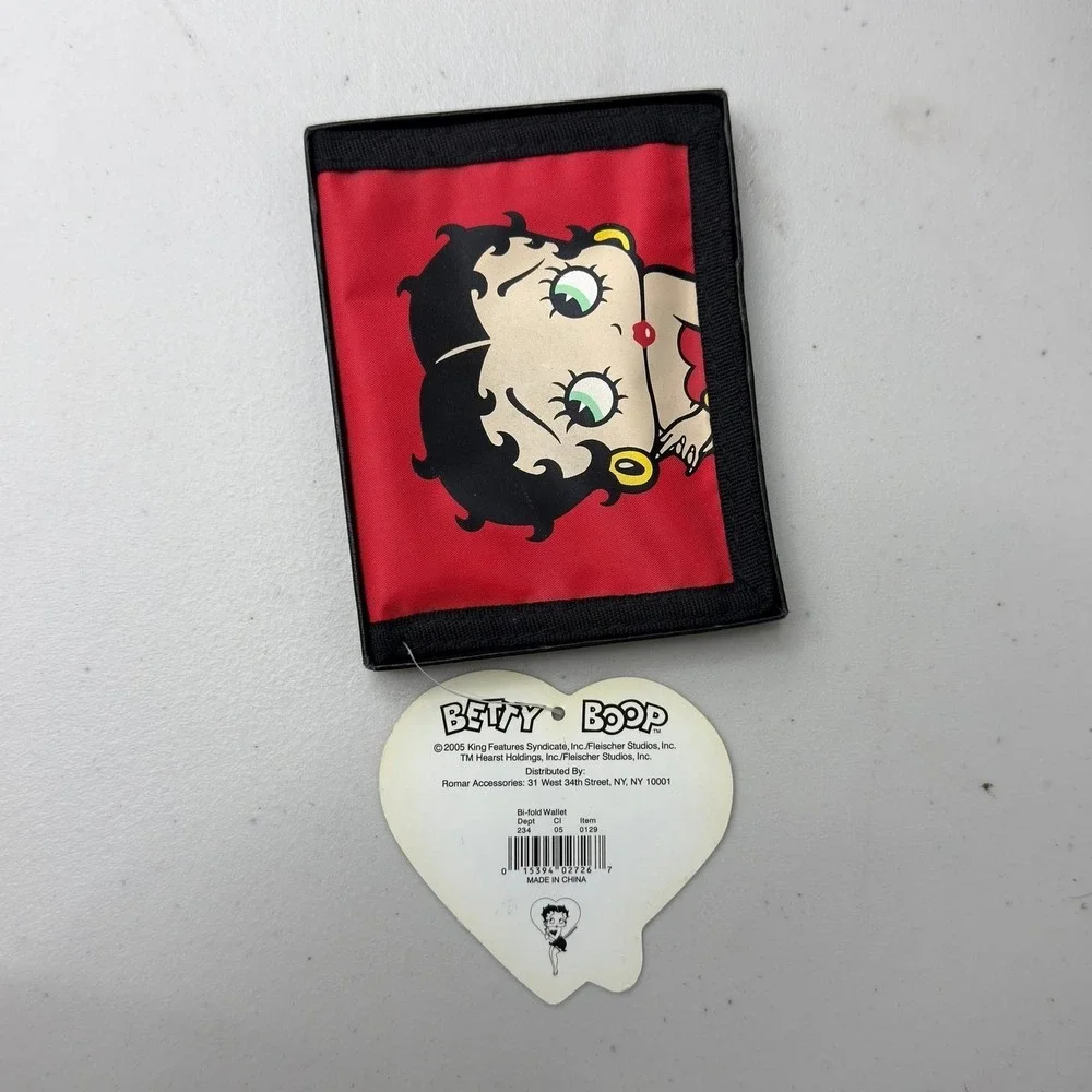 Vintage NWT Y2K Betty Boop Bifold Wallet Red Nylon Canvas Romar Accessories‎